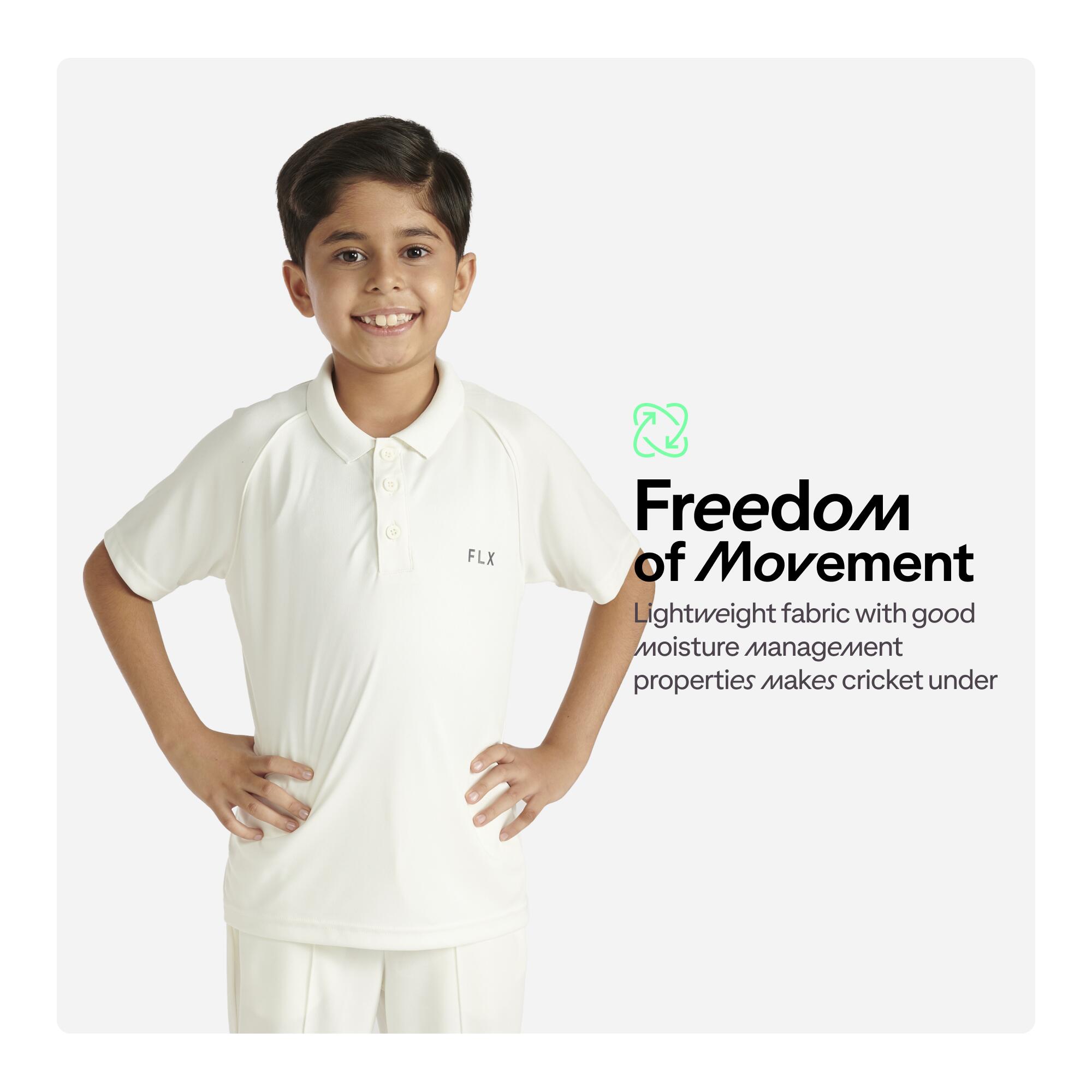 Kids Cricket Short Sleeved Polo Tshirt Lightweight P100 - White