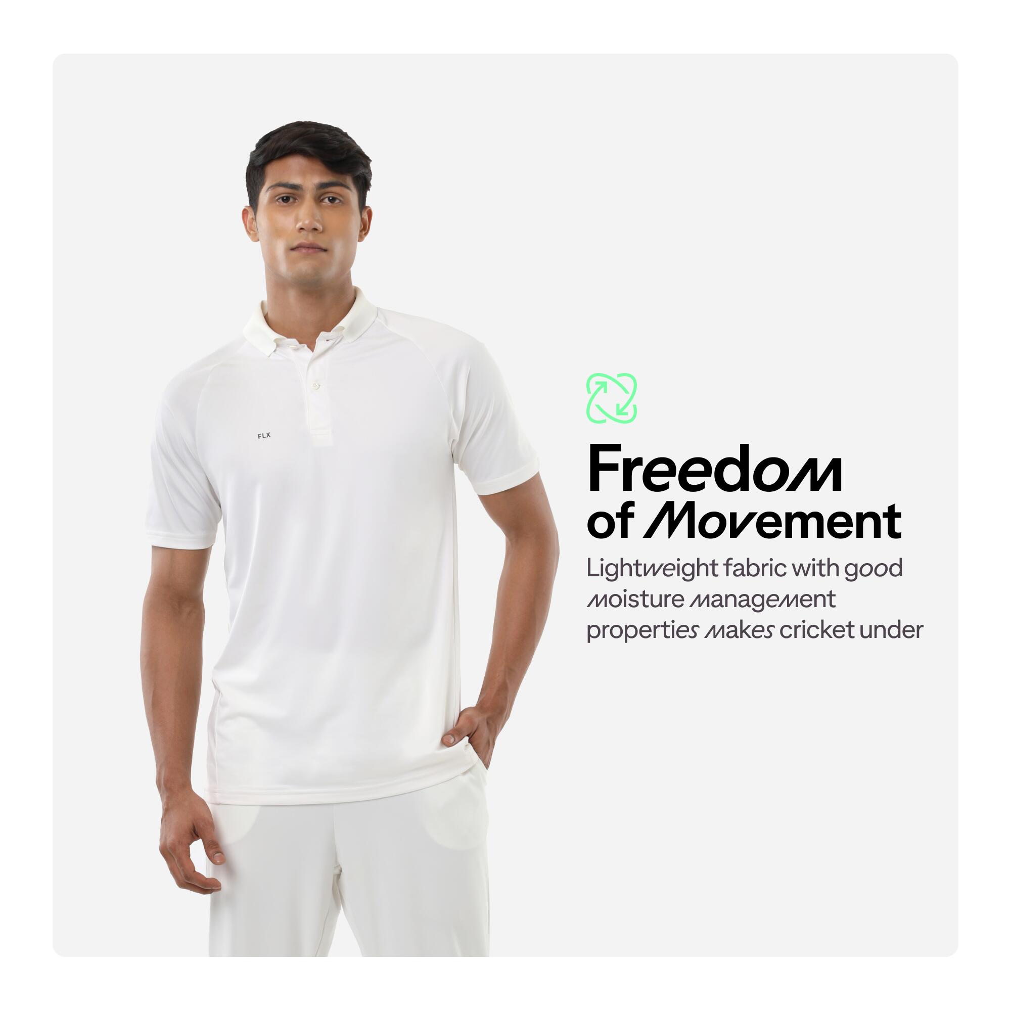 Men Cricket Short Sleeved Polo Tshirt Soft P100 - White