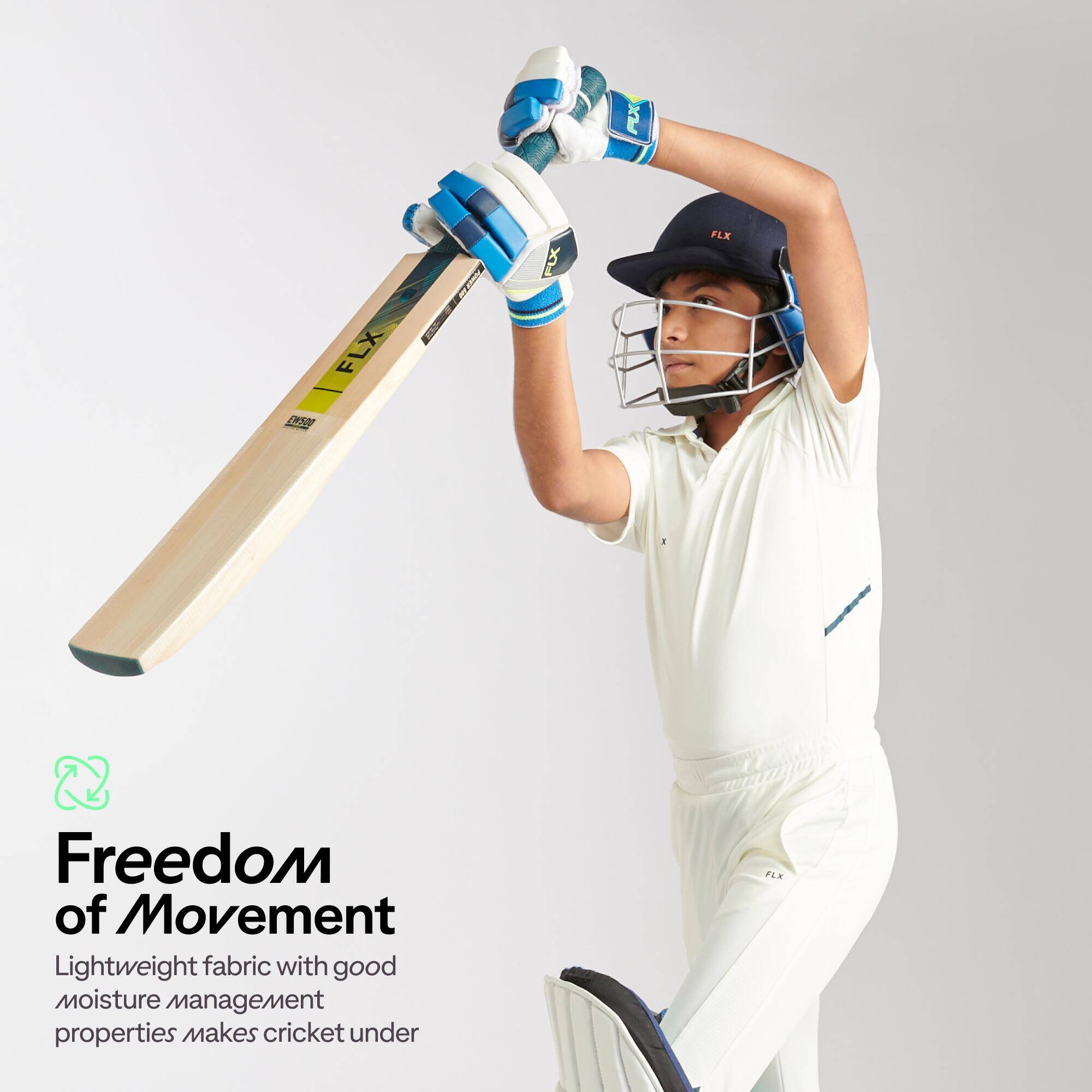 KIDS CRICKET WHITE POLO P 500 POLO ECO -  2