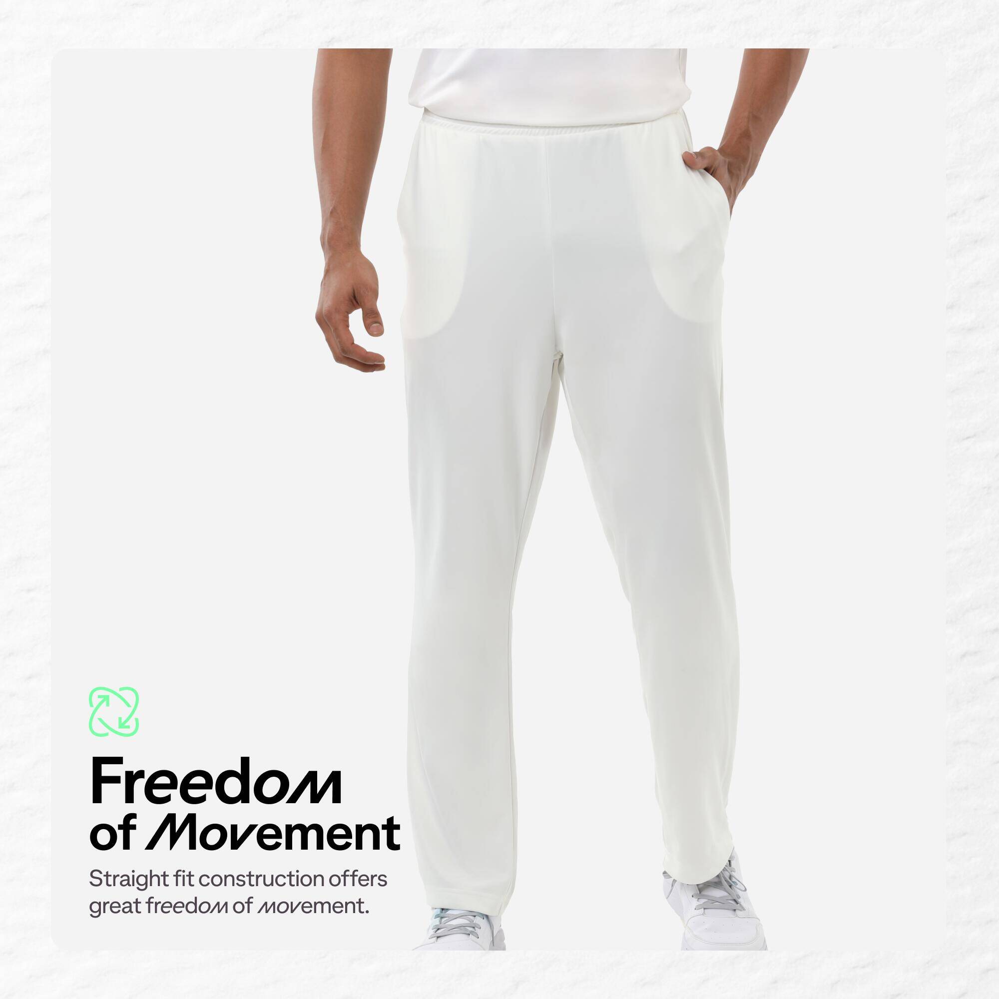 Men Cricket Trackpants Comfortable & Breathable TS100 - White -  2