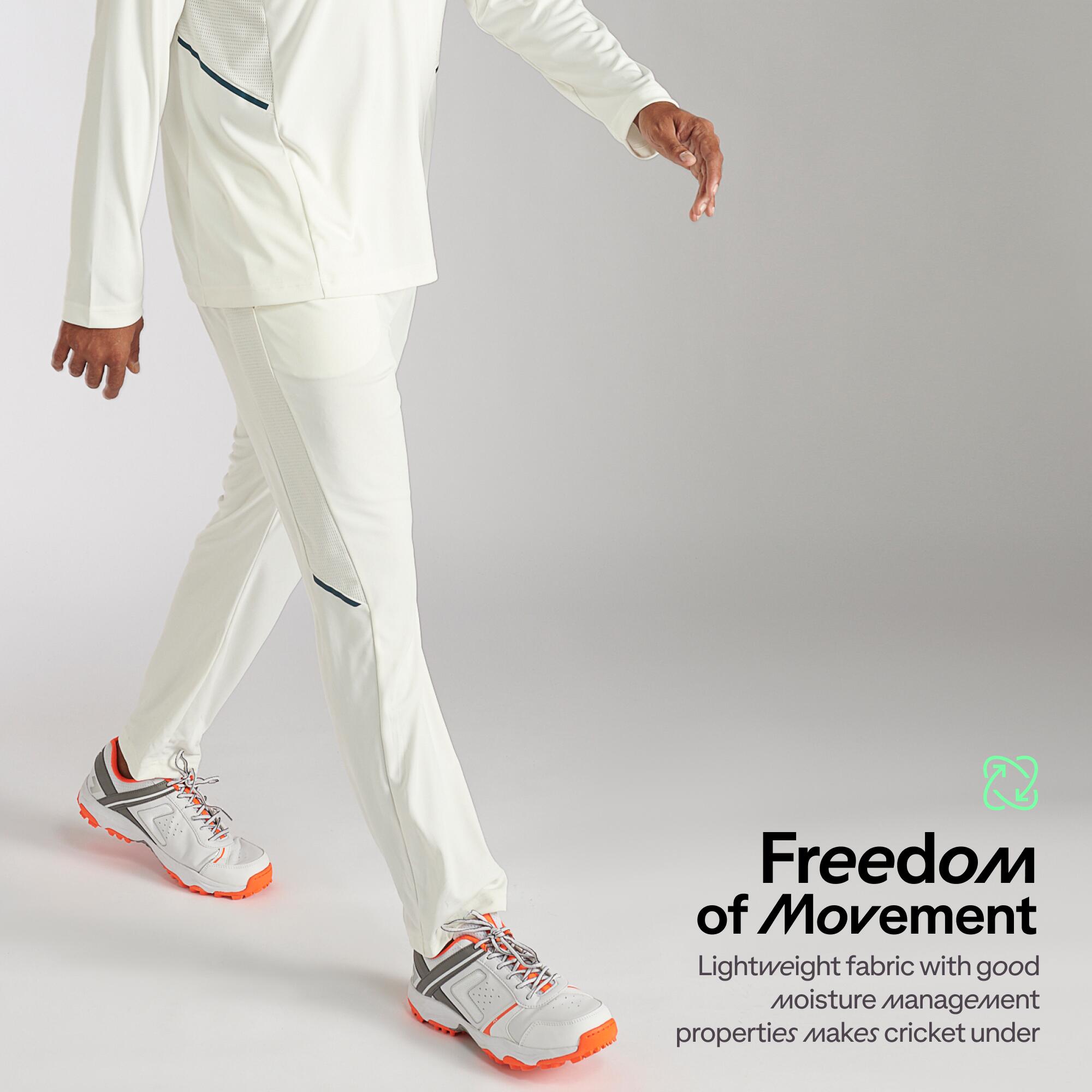 Men Cricket Trousers Stretchable & Soft TS500 - White