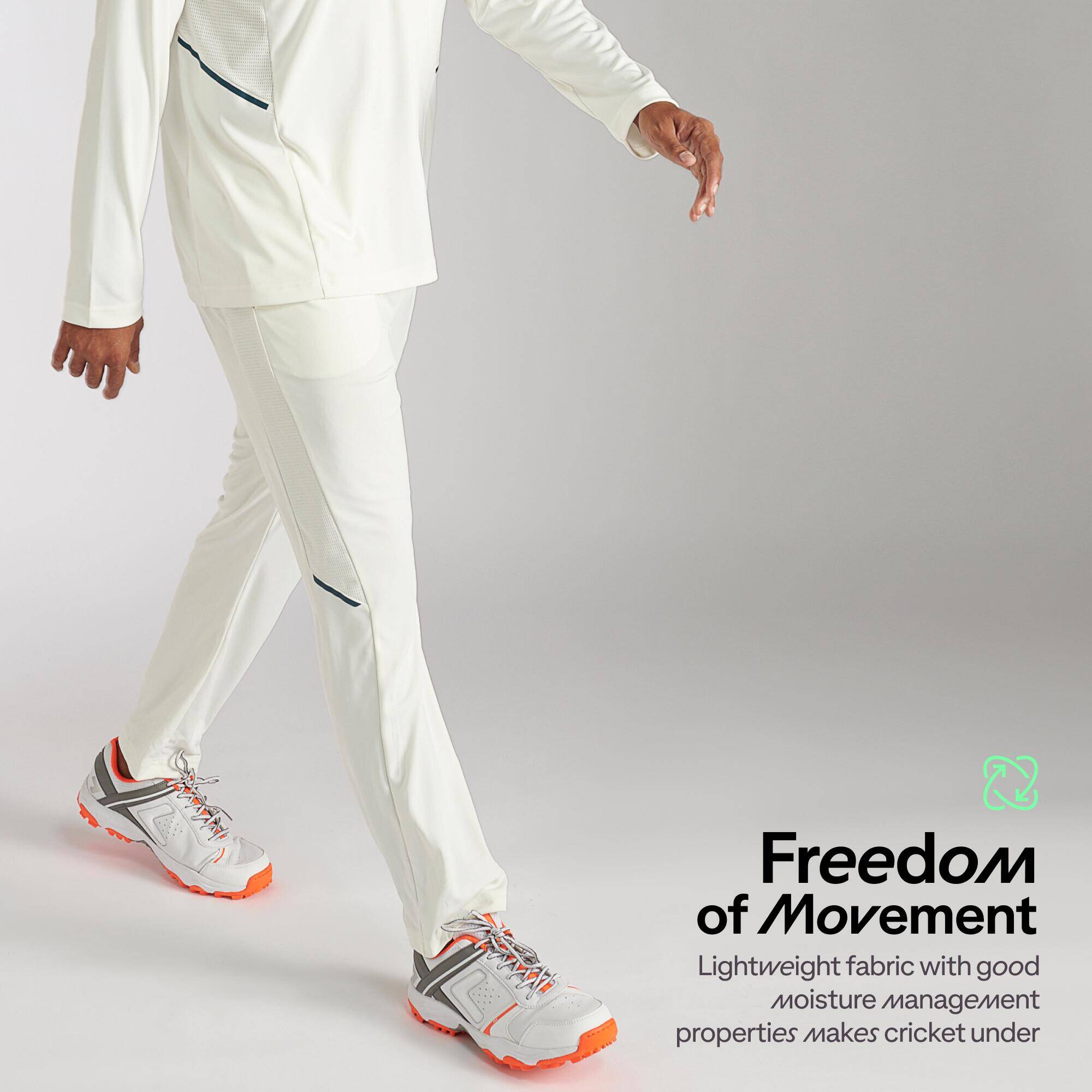 Men Cricket Trackpants Stretchable & Soft TS500 - White -  2