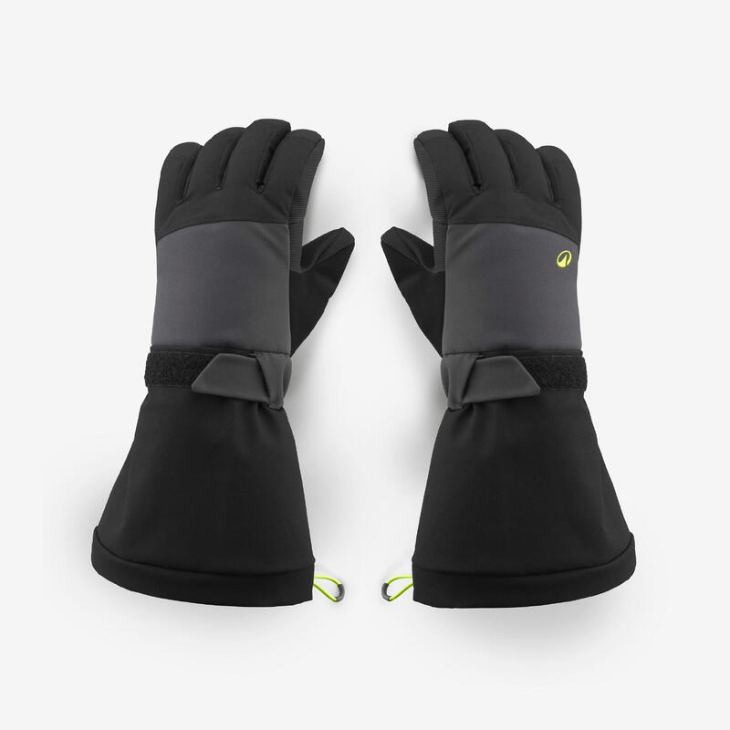 GANTS DE SKI ENFANT CHAUDS ET IMPERMEABLES 550 NOIRS GRIS