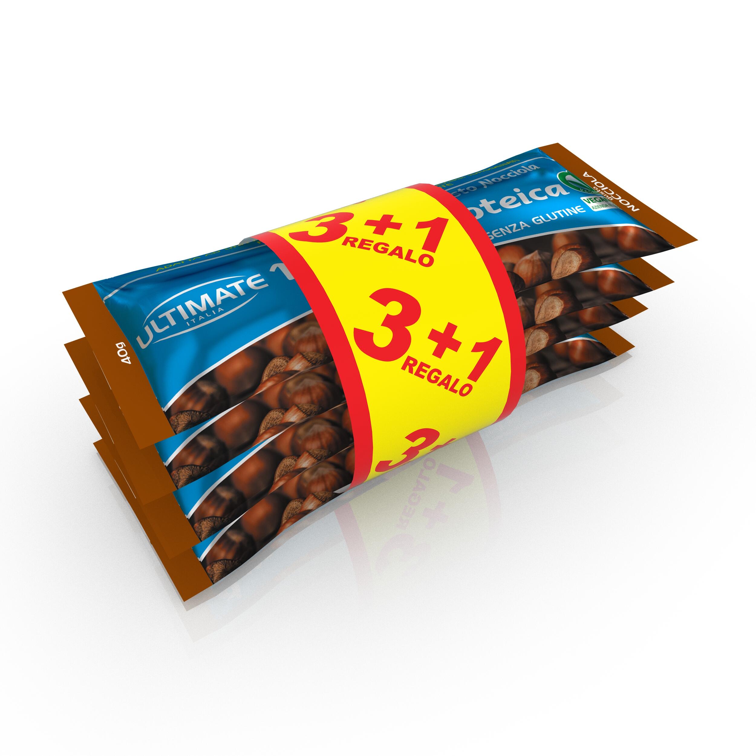 ULTIMATE Barrette Vegan Proteiche Pack 3+1 Nocciola.