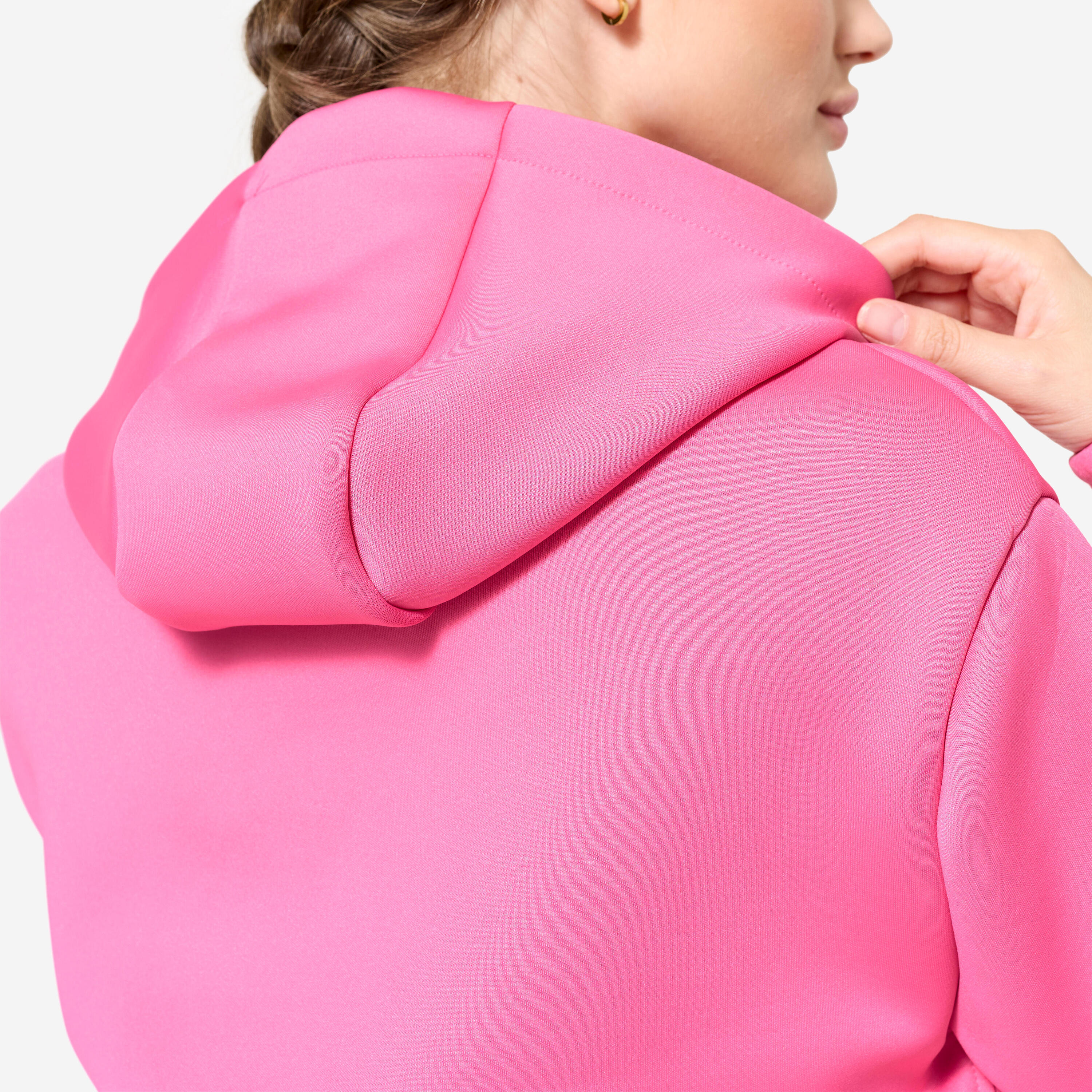 Sweat à capuche crop top femme, rose 5/9