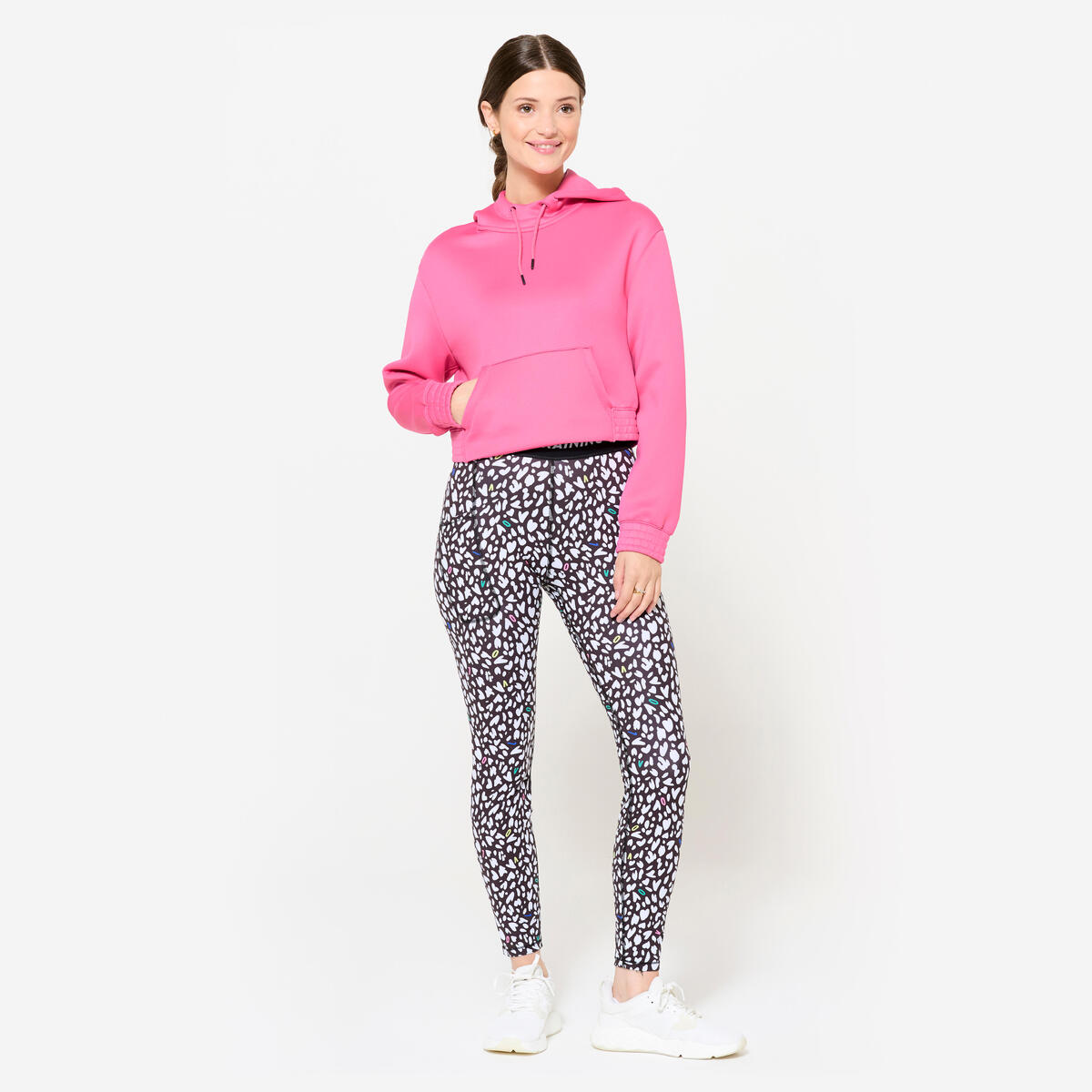 Sweat à capuche crop top femme, rose