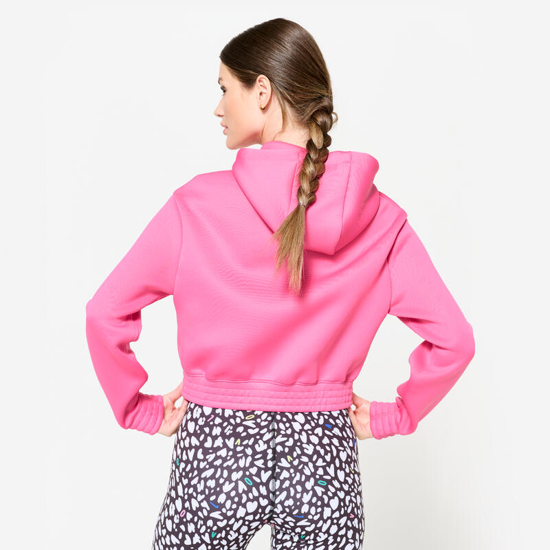 Sweat à capuche crop top femme, rose