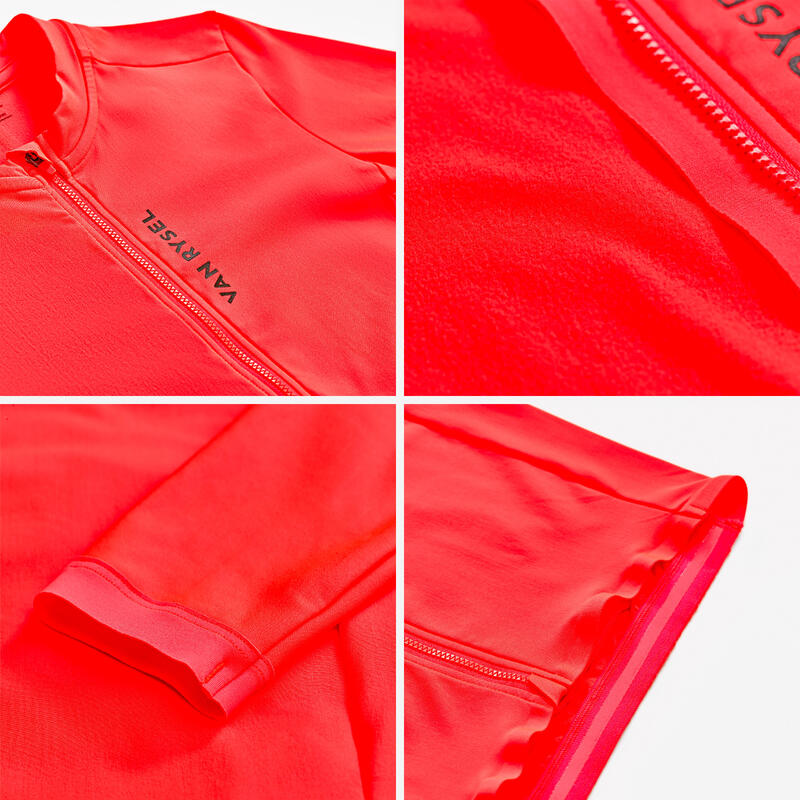 Maillot Ciclismo Carretera Unisex Entretiempo Manga Larga Racer 2 Naranja fluor