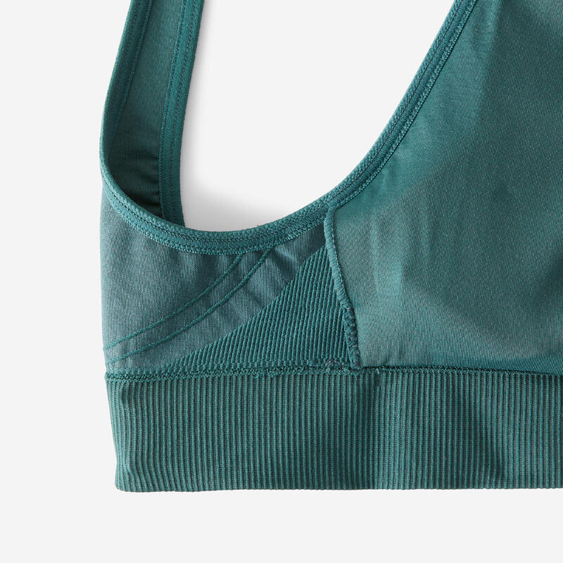 Brassière dos croisé maintien léger Femme, Vert foncé
