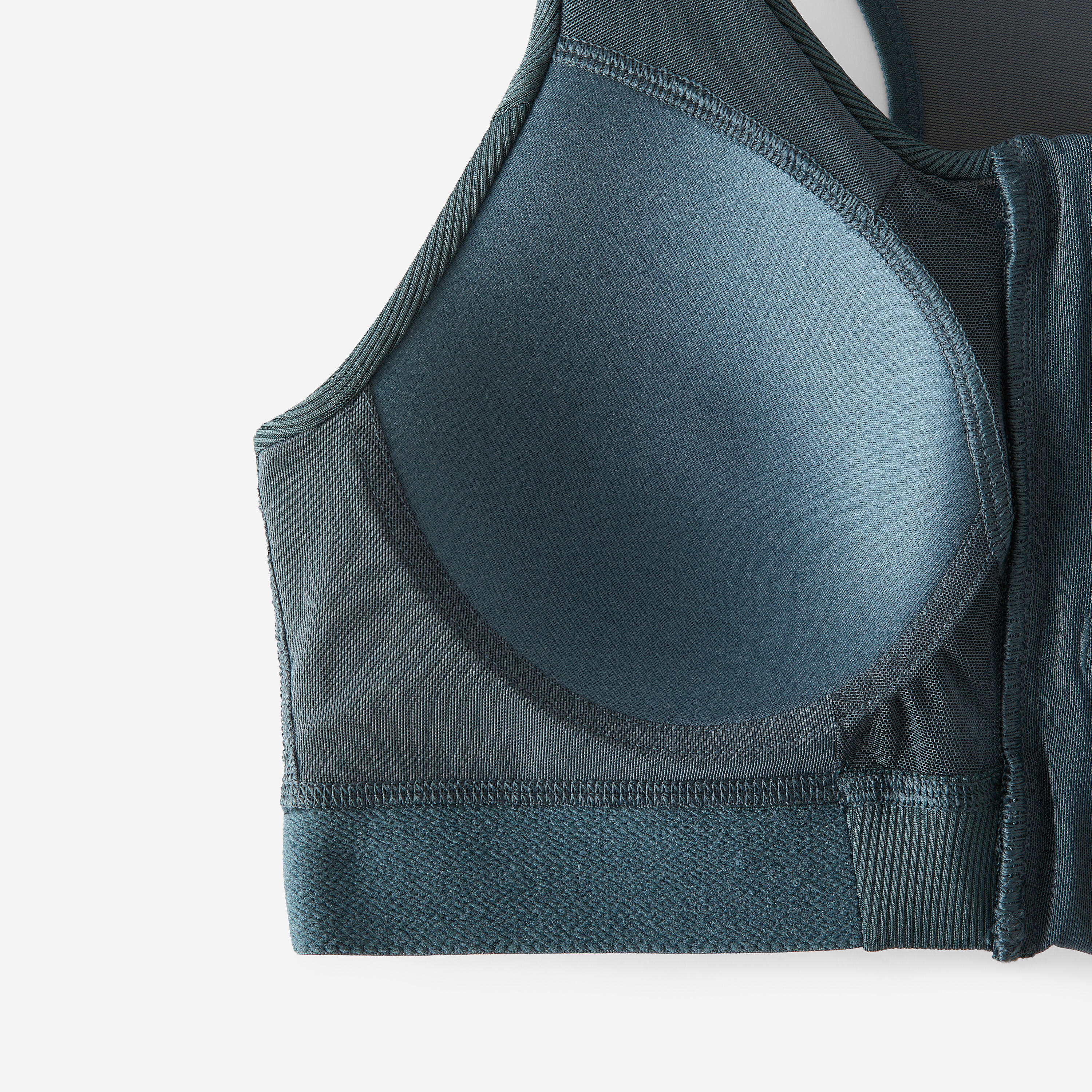Sujetador deportivo sujeción media cierre delantero Mujer Decathlon verde azul 5/7