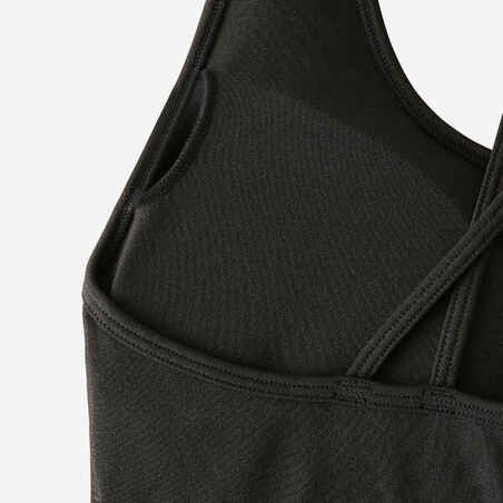 Women's Light Support Sports Bra with Cross-Over Straps - Black