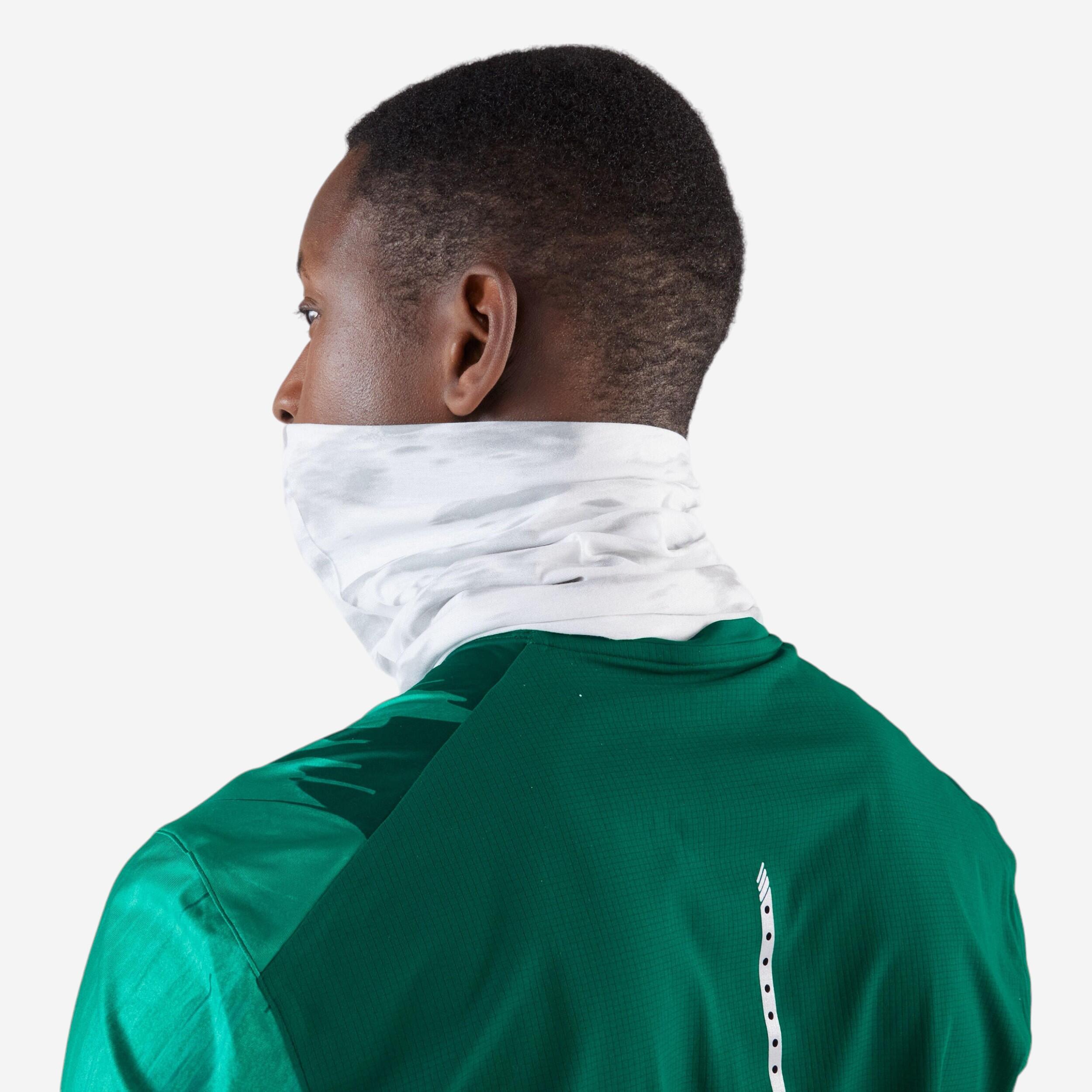 Multifunctionele nekwarmer voor hardlopen uniseks grijs wit 3/7