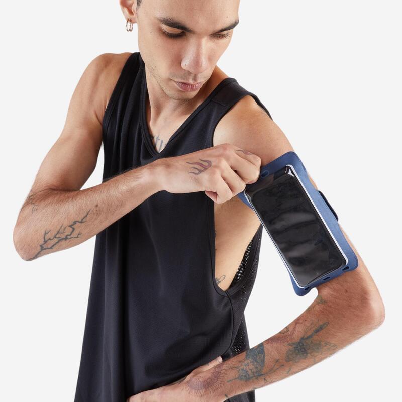 Brassard running smartphone grand téléphone Homme Femme  KIPRUN bleu