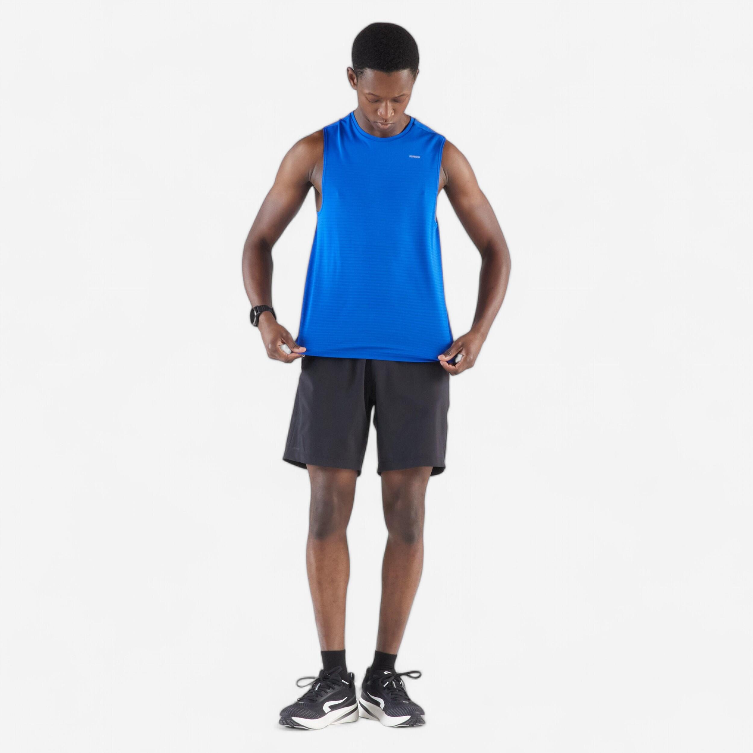 Men's Running Comfort Tank Top with No Side Seams Run 500 - Blue/Indigo