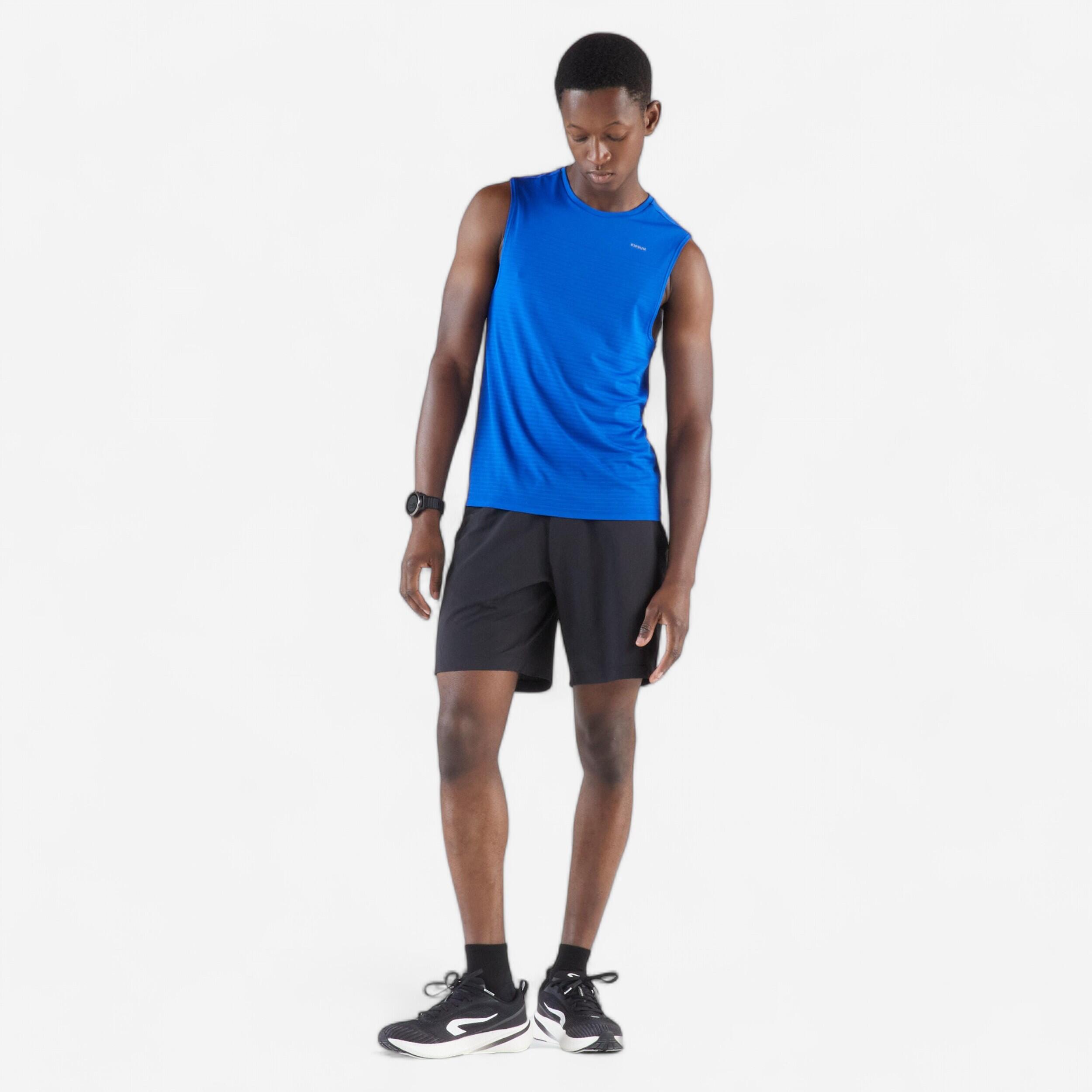 Men's Running Comfort Tank Top with No Side Seams Run 500 - Blue/Indigo