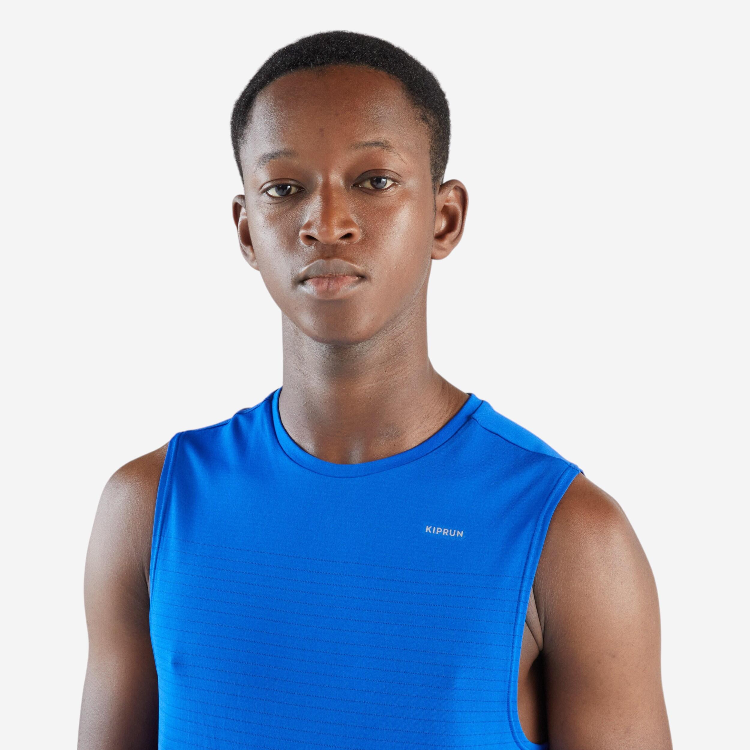 Men's Running Comfort Tank Top with No Side Seams Run 500 - Blue/Indigo