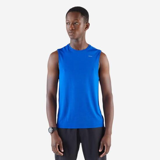 DEBARDEUR DE RUNNING 500 CONFORT SANS COUTURES LATERALES BLEU INDIGO