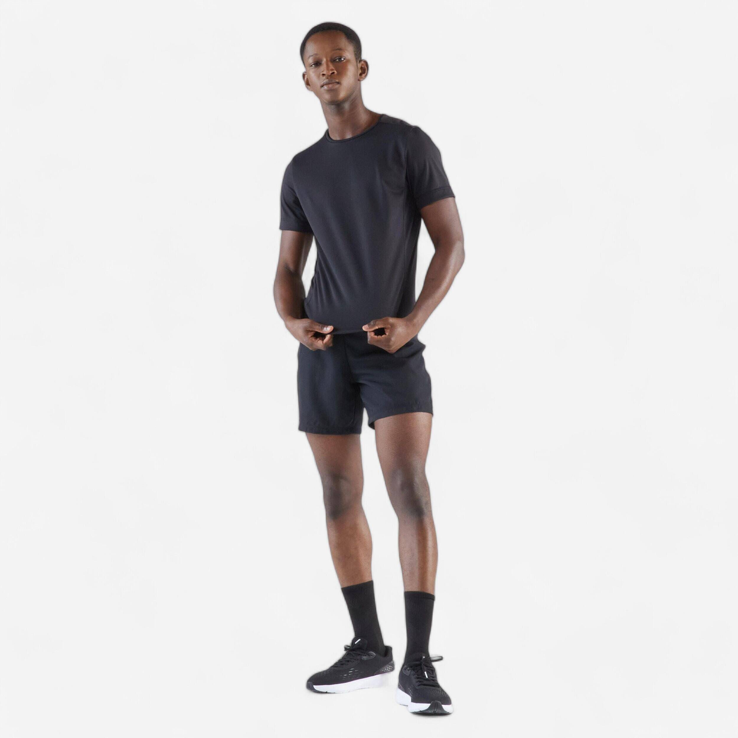 Men Running T-Shirt Breathable, Quick Dry, Kiprun 100 - Black