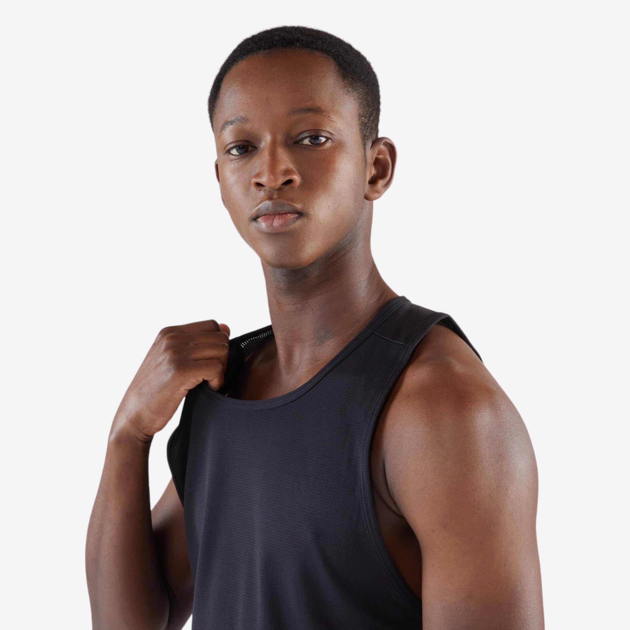 Men Running Tank Top, Breathable, Crew Neck, Regular Fit, Quick Dry  - Black -  4