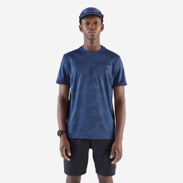 Maglia running uomo RUN 500 blu-nero