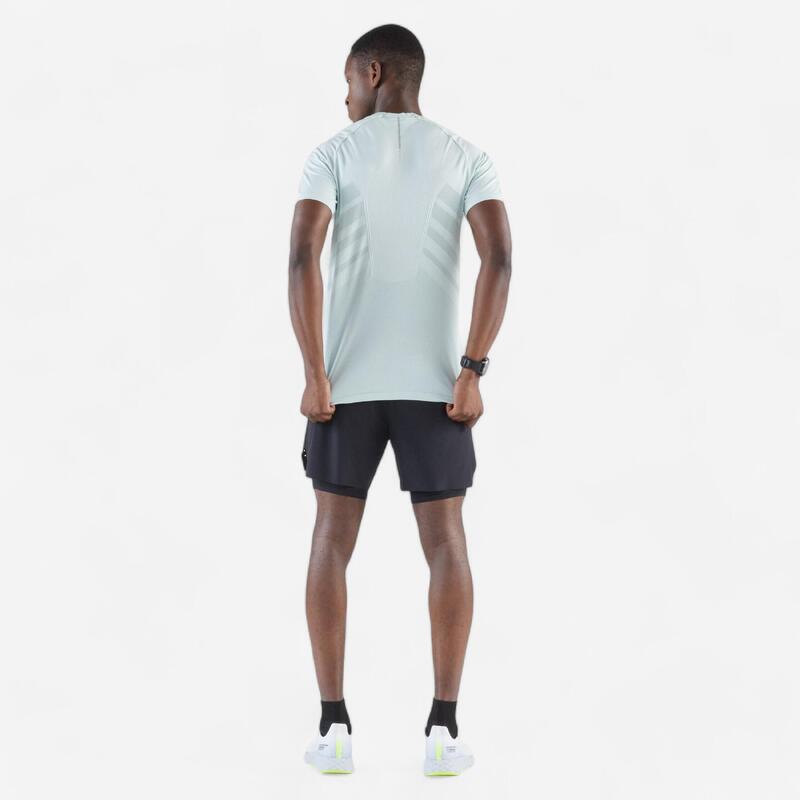 Erkek Dikişsiz Koşu Tişörtü - Yeşil - Kiprun Run 500 Confort