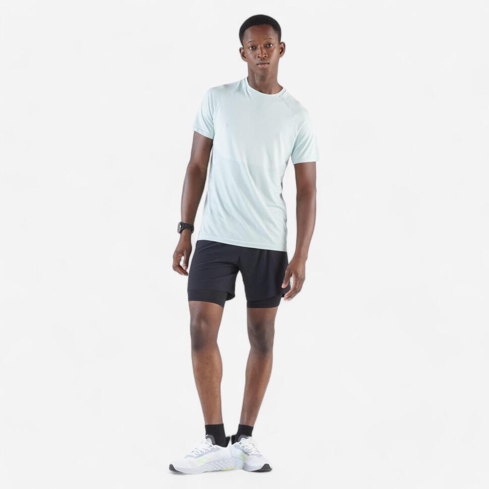 T-shirt de running sans coutures homme - kiprun run 500 confort vert