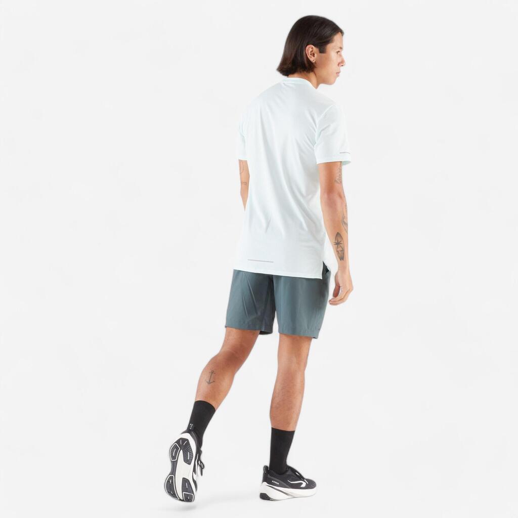 Short de running Homme - KIPRUN Run 500 Dry Vert foncé grisé
