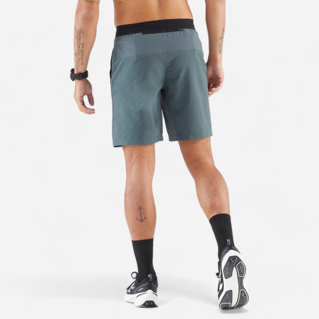 Short de running Homme - KIPRUN Run 500 Dry Vert foncé grisé