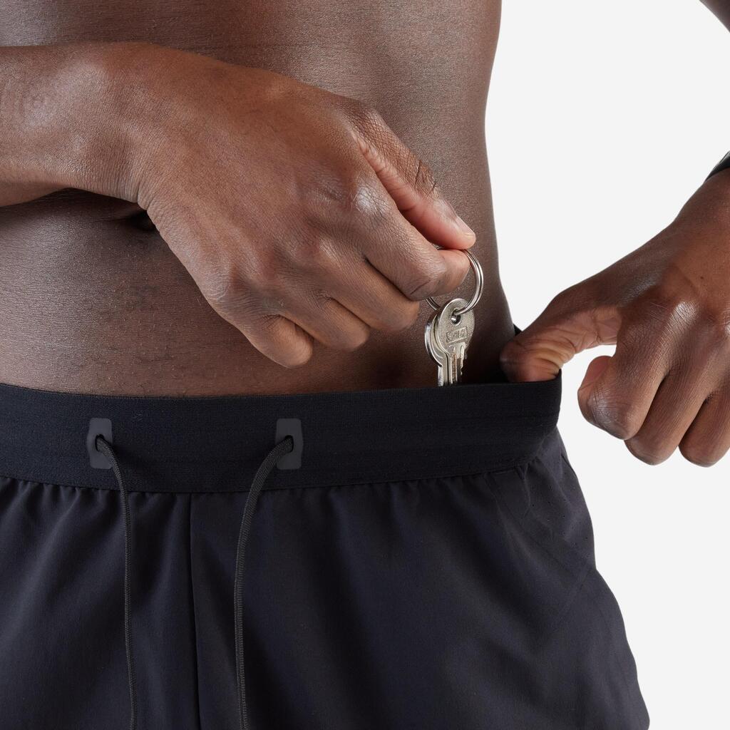 Short de running Homme - KIPRUN Run 500 Dry Vert foncé grisé