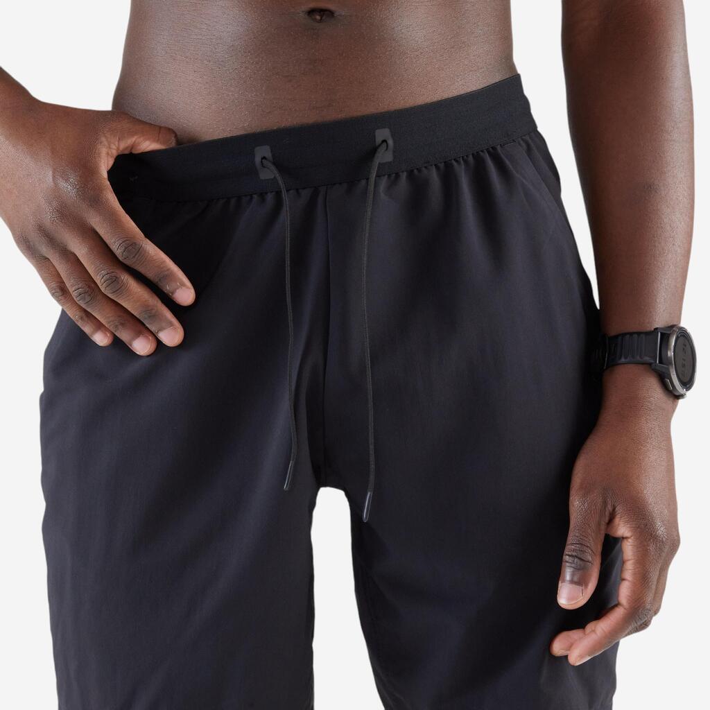 Short de running Homme - KIPRUN Run 500 Dry Vert foncé grisé