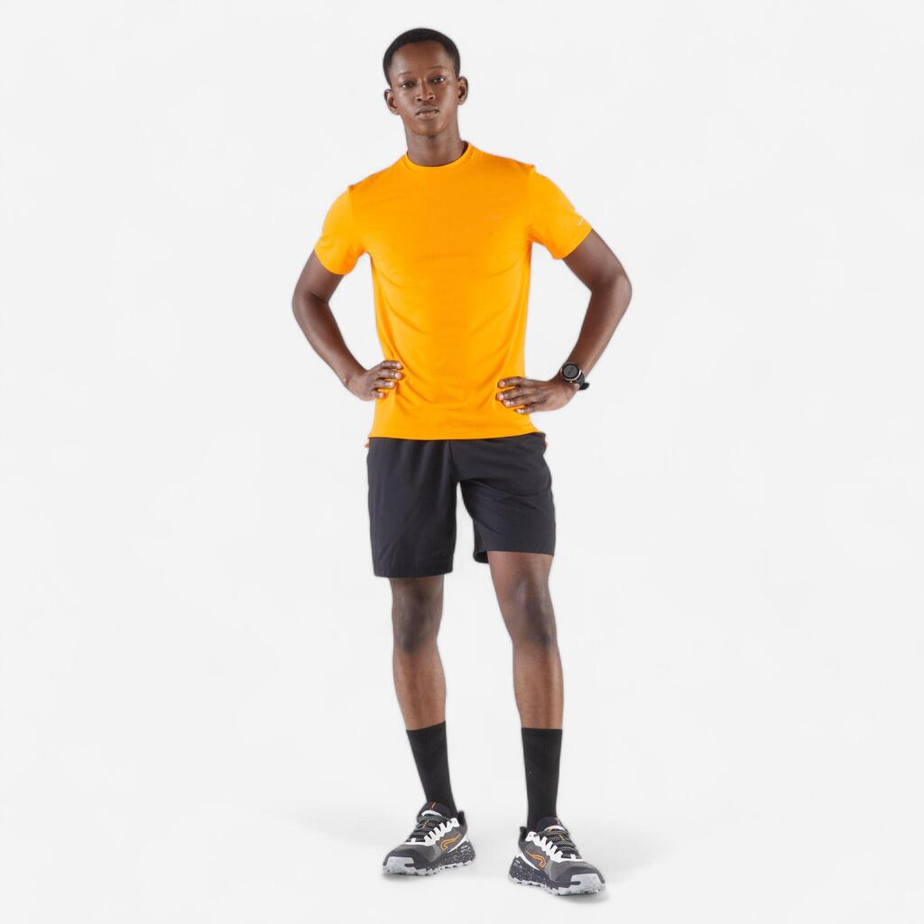 Short de running Homme - KIPRUN Run 500 Dry Vert foncé grisé