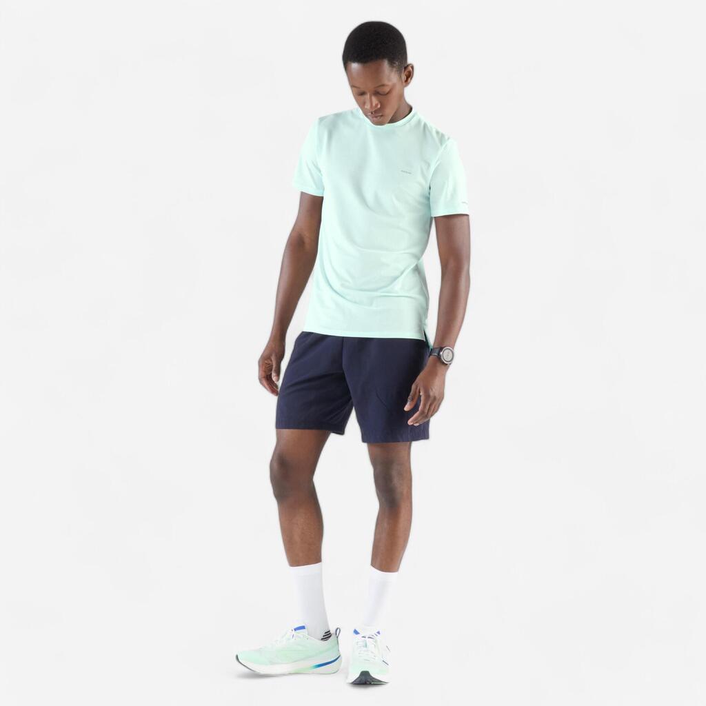 Short de running Homme - KIPRUN Run 500 Dry Vert foncé grisé