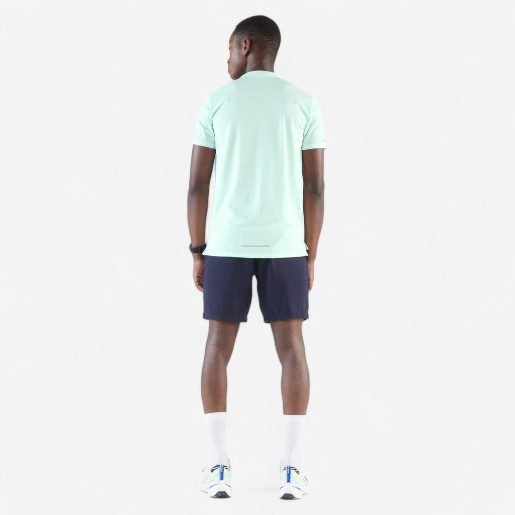 Short de running Homme - KIPRUN Run 500 Dry Vert foncé grisé