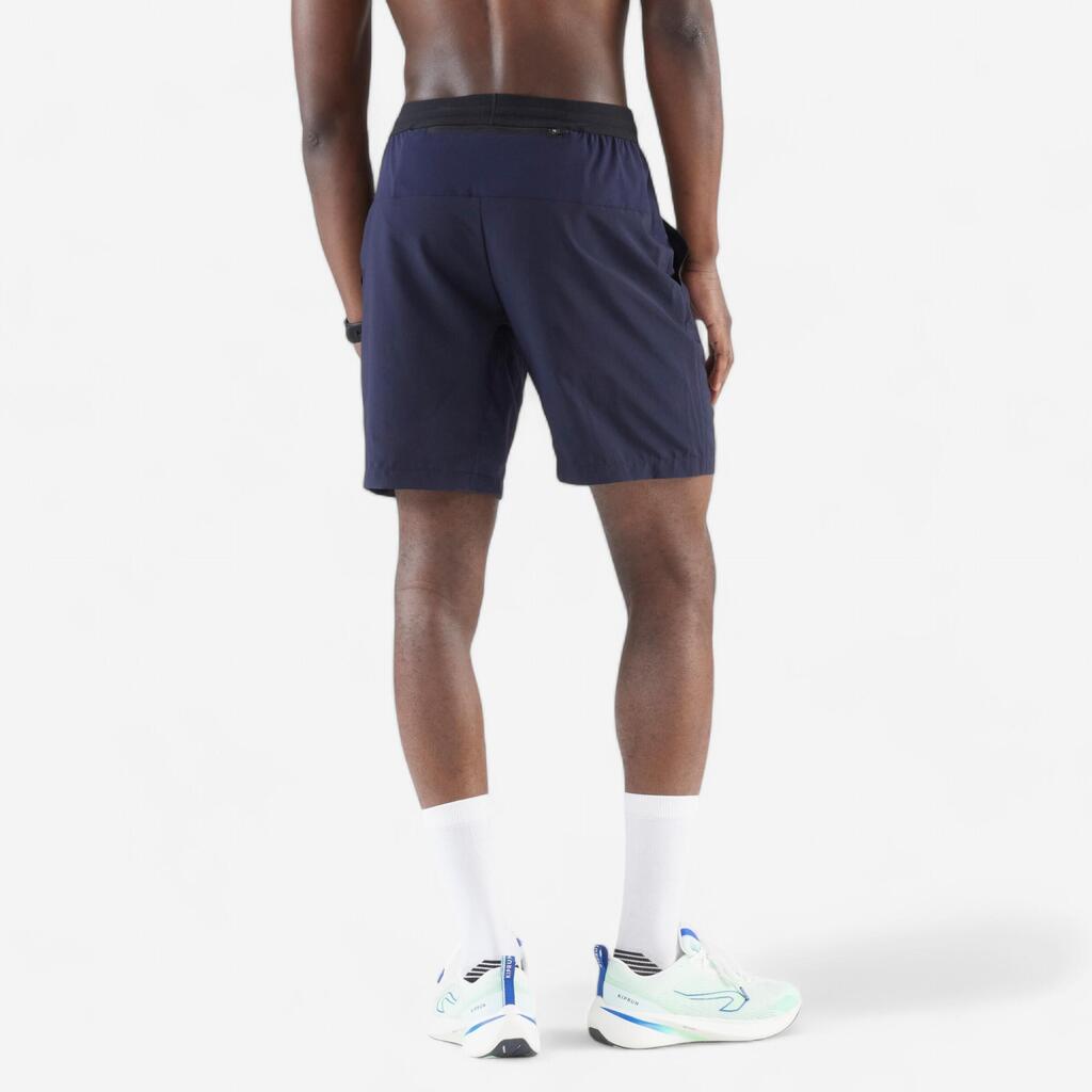 Short de running Homme - KIPRUN Run 500 Dry Vert foncé grisé