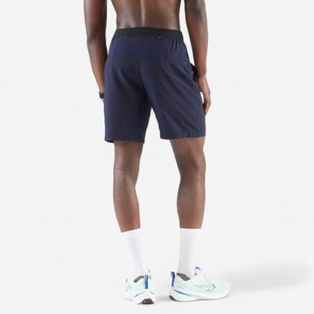 Short de running homme - kiprun run 500 dry bleu noir