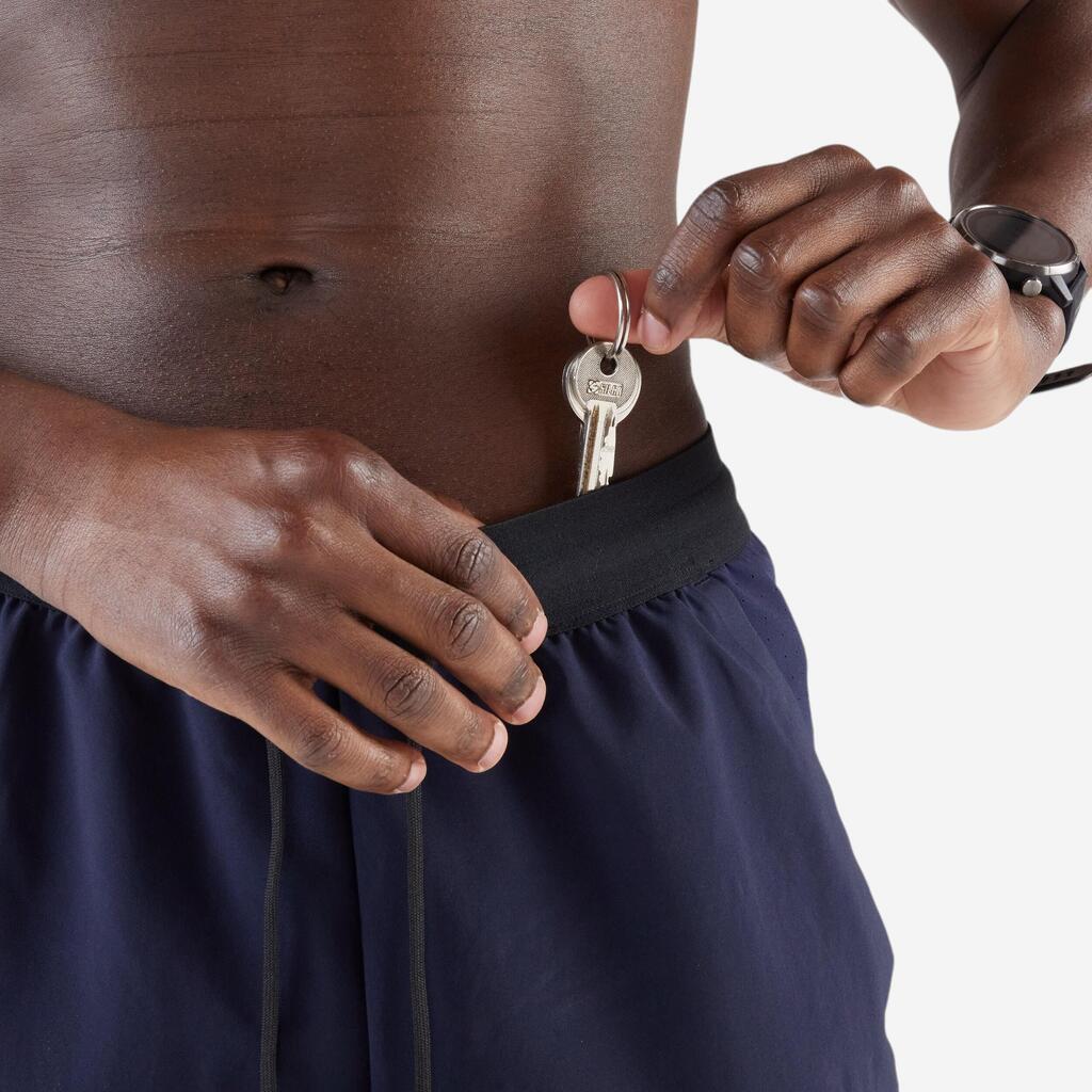 Short de running Homme - KIPRUN Run 500 Dry Vert foncé grisé