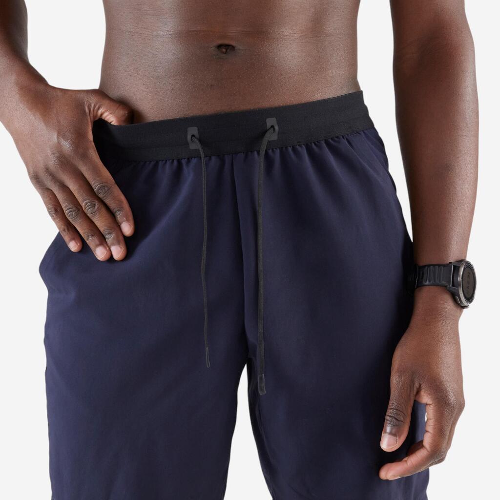 Short de running Homme - KIPRUN Run 500 Dry Vert foncé grisé