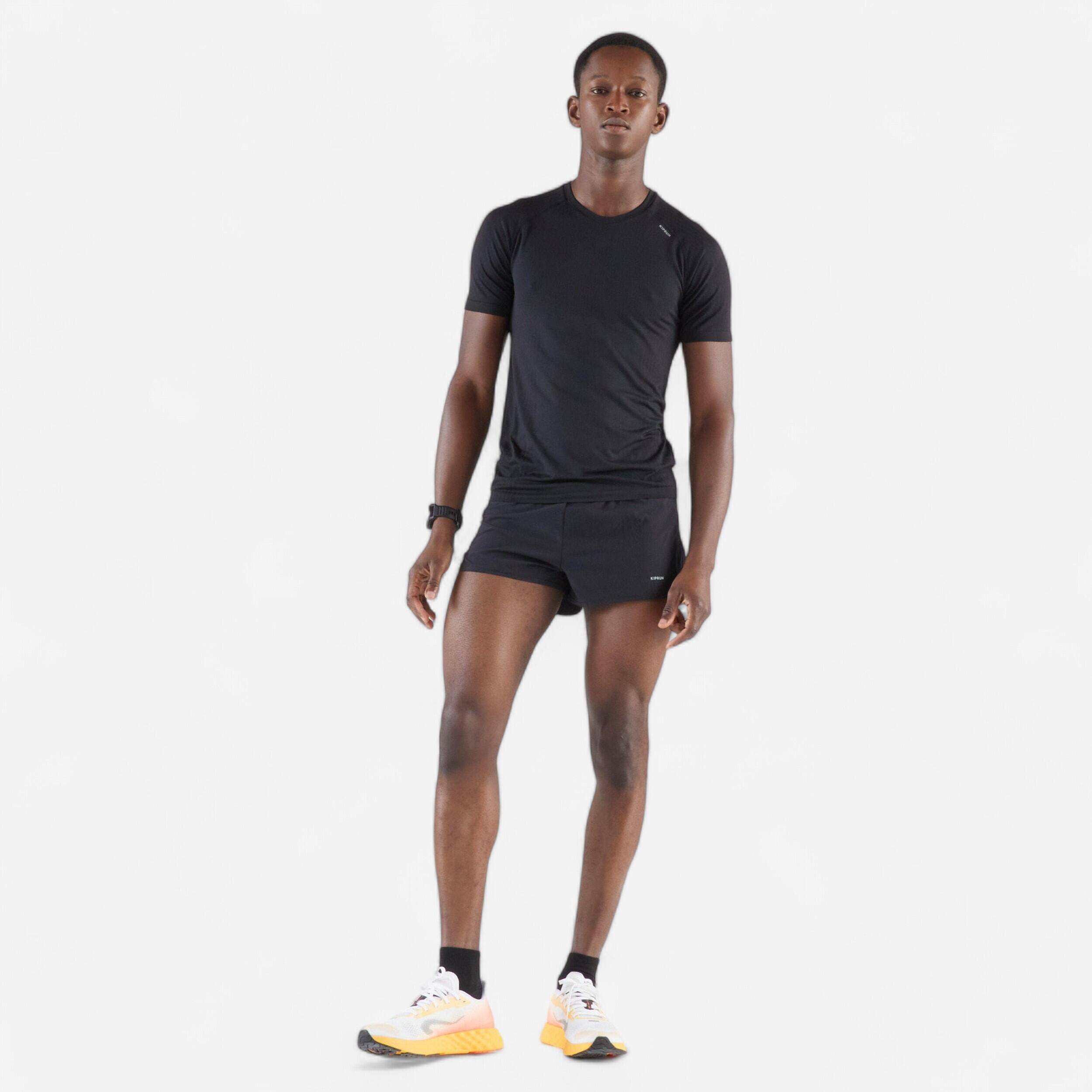 Men's KIPRUN Run 500 Comfort Split Running Shorts - Black -  3
