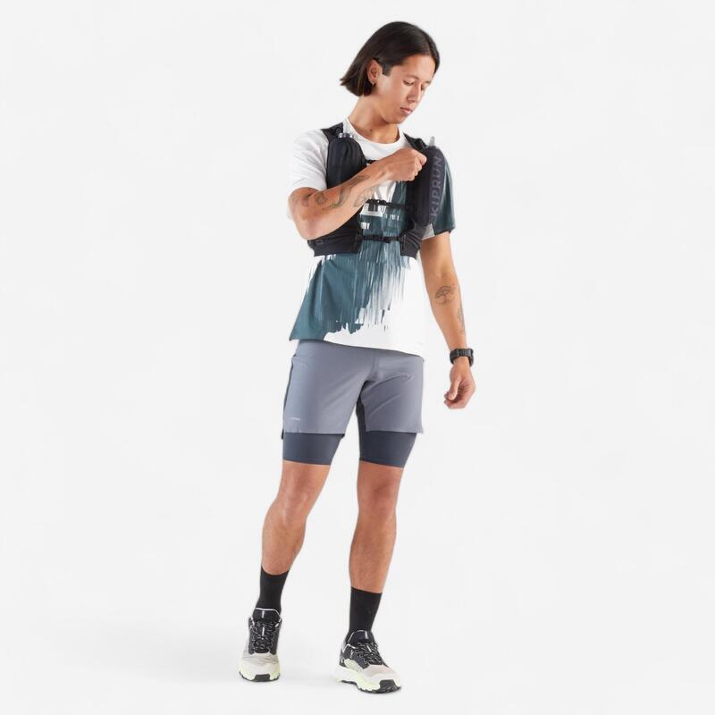 2-in-1 herenshort voor hard- en traillopen Run Ultra 900 lange afstanden grijs