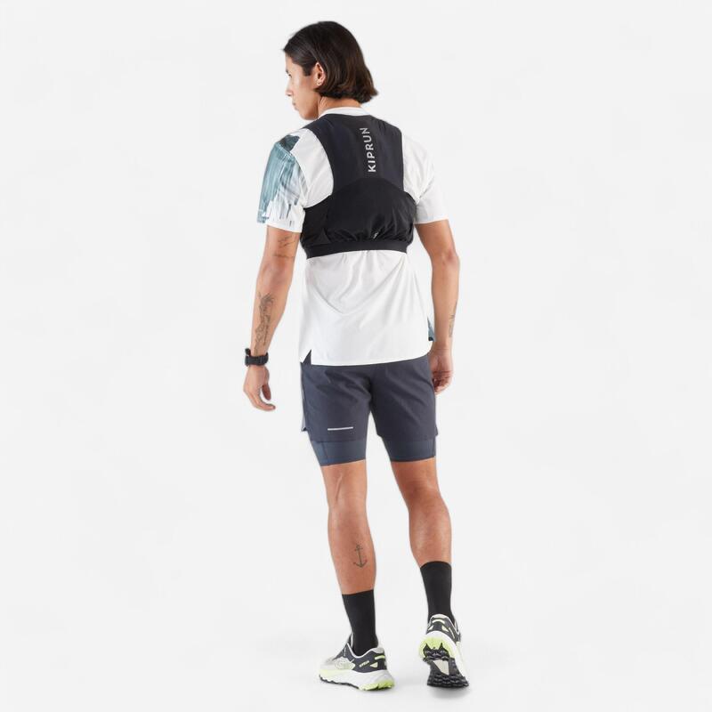 Short 2en1 de running trail longue distance homme - kiprun run ultra 900 gris