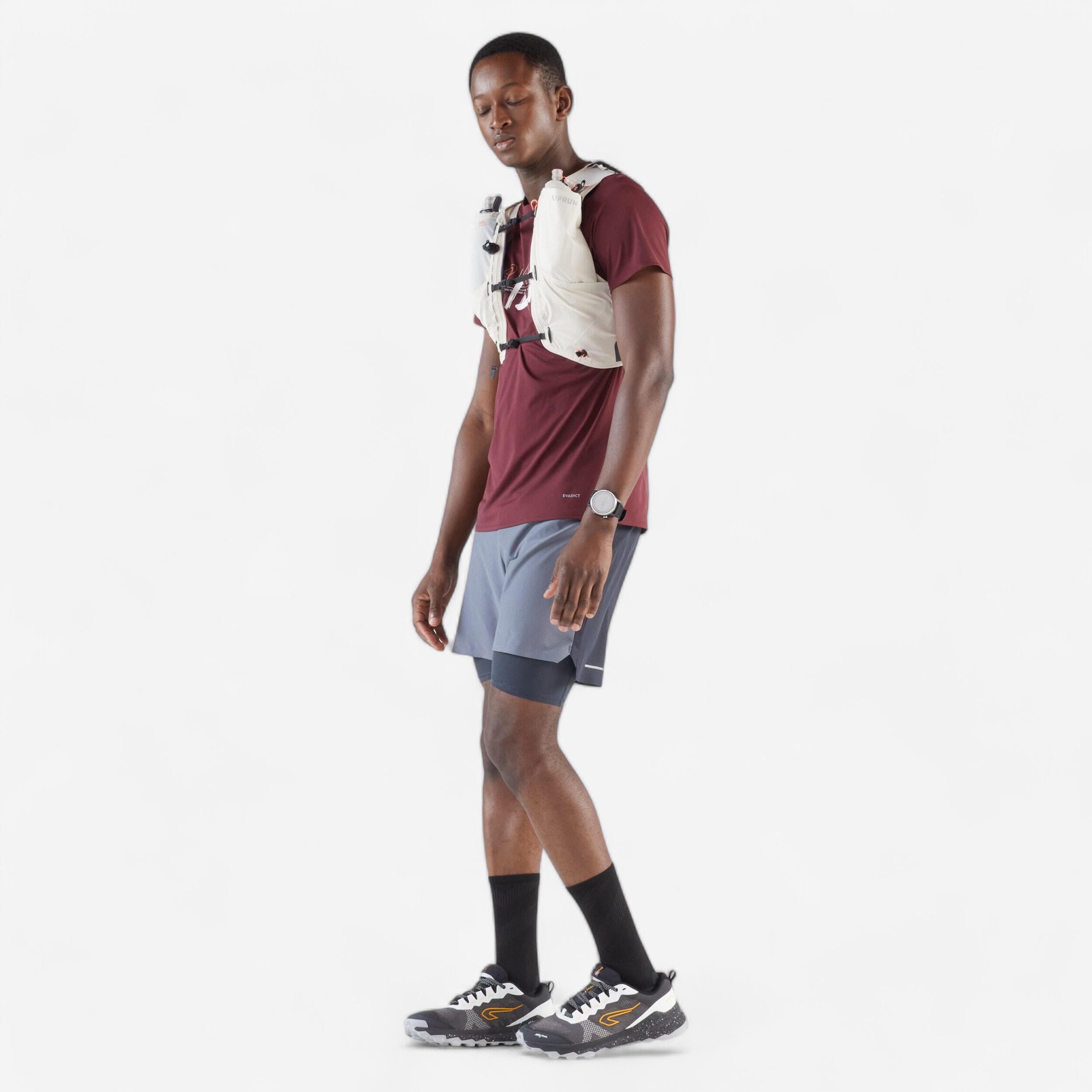 Beige Backpack Trail Running 10L Hybrid sold with water pouch 1L KIPRUN BAG 900 10/11