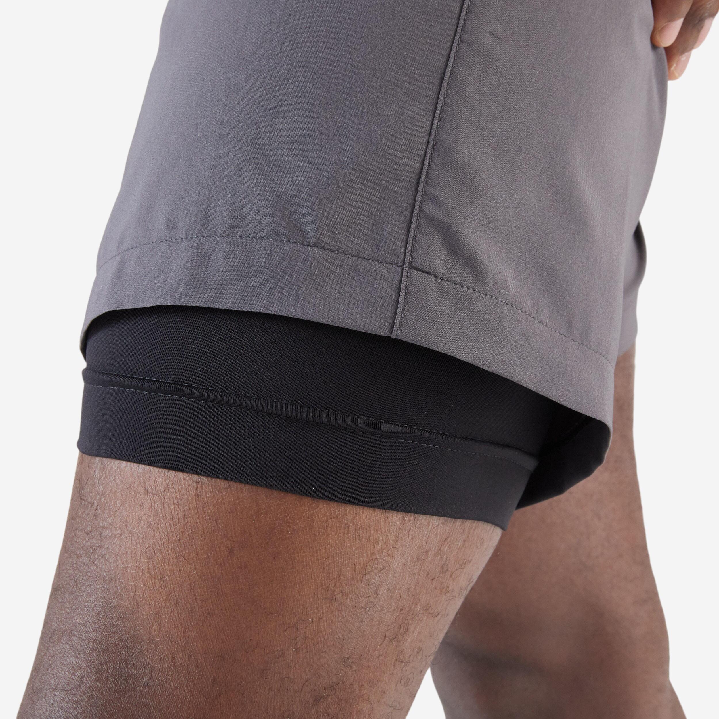 Short de course respirant 2 en 1 homme - Run 500 Dry Gris 7/8