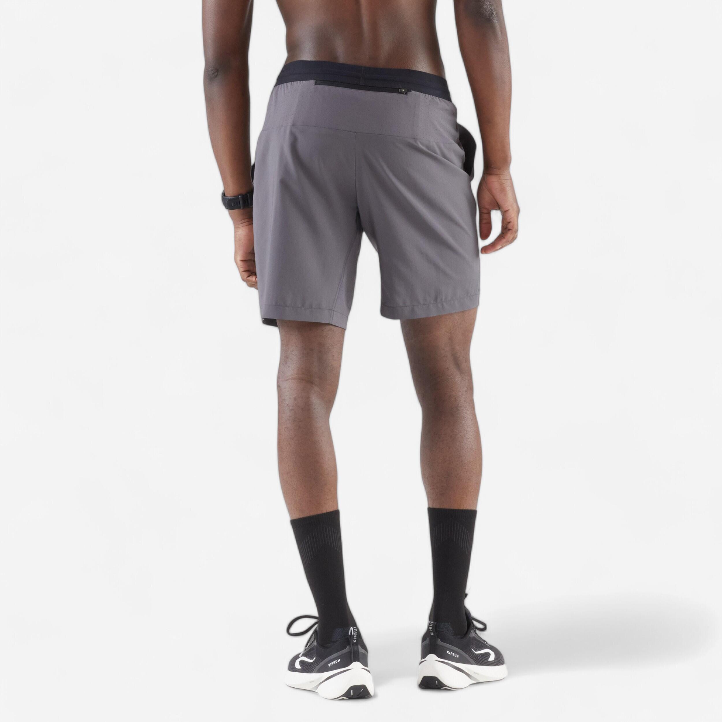 Short de course respirant 2 en 1 homme - Run 500 Dry Gris - KIPRUN