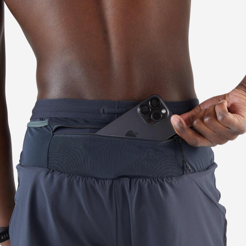 Short 2en1 de running trail longue distance homme - kiprun run ultra 900 vert