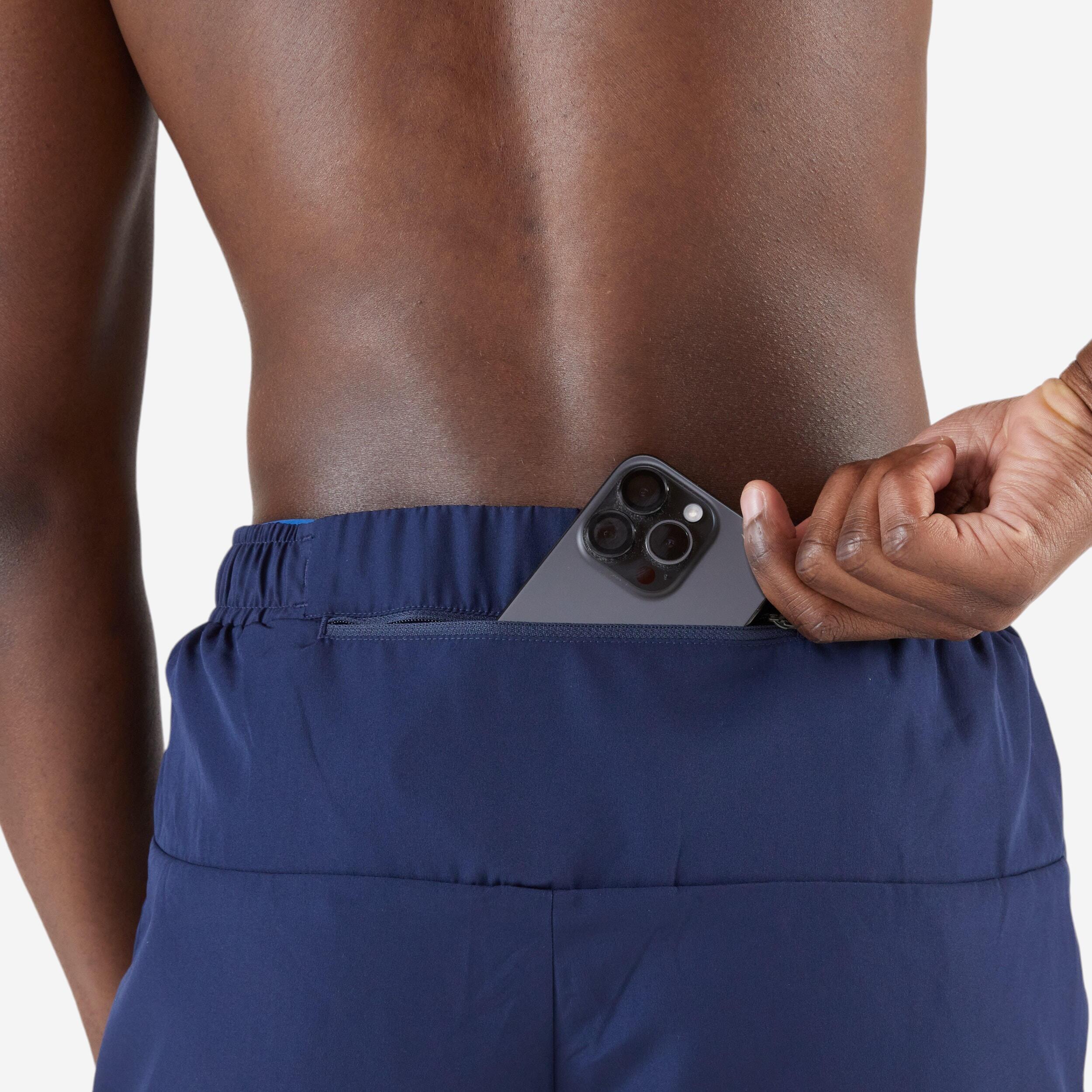 Men Running Shorts Polyester, Quick Dry and Lightweight, Run 100 - Steel Blue