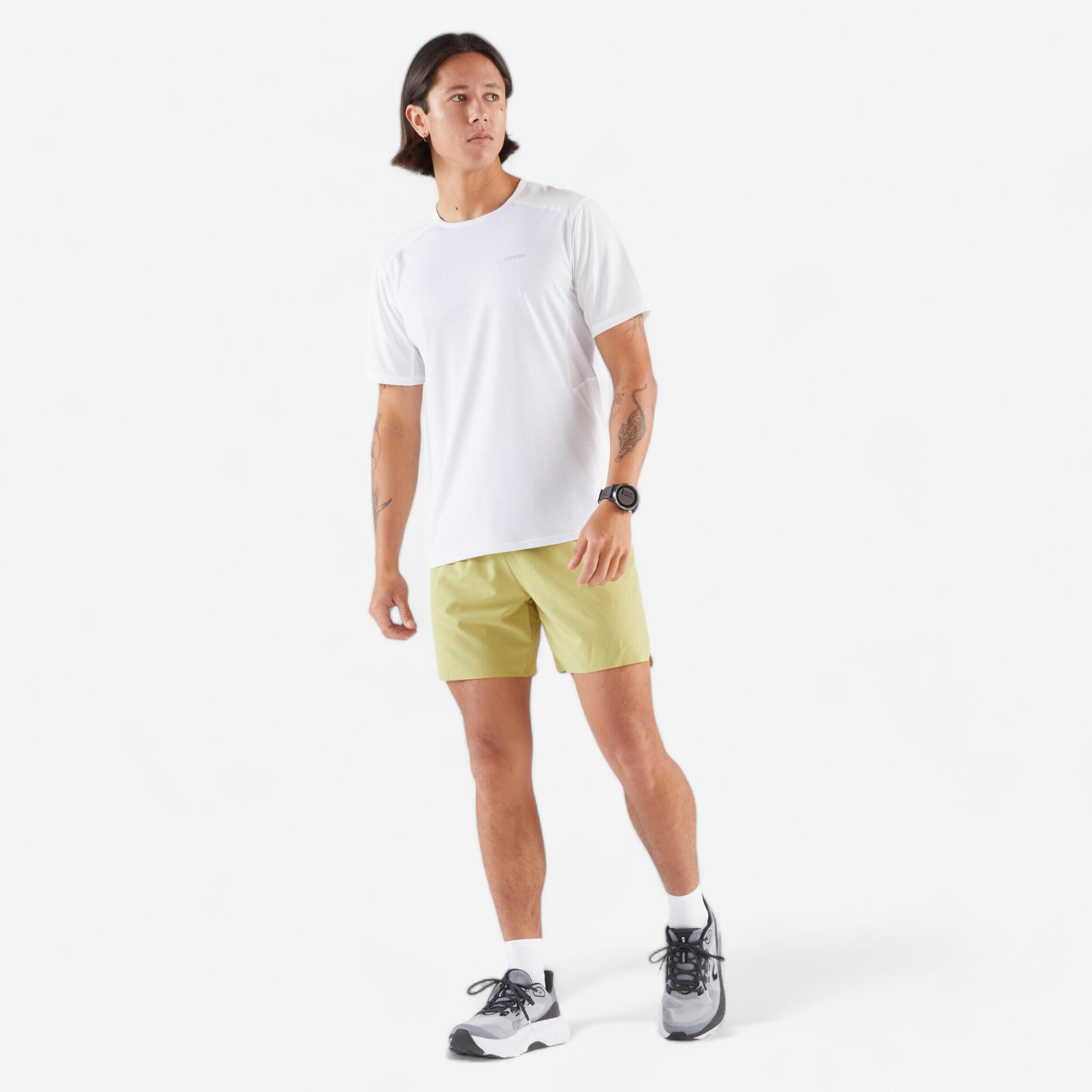 Men's Running Light Shorts Run 500 Comfort - Khaki Green