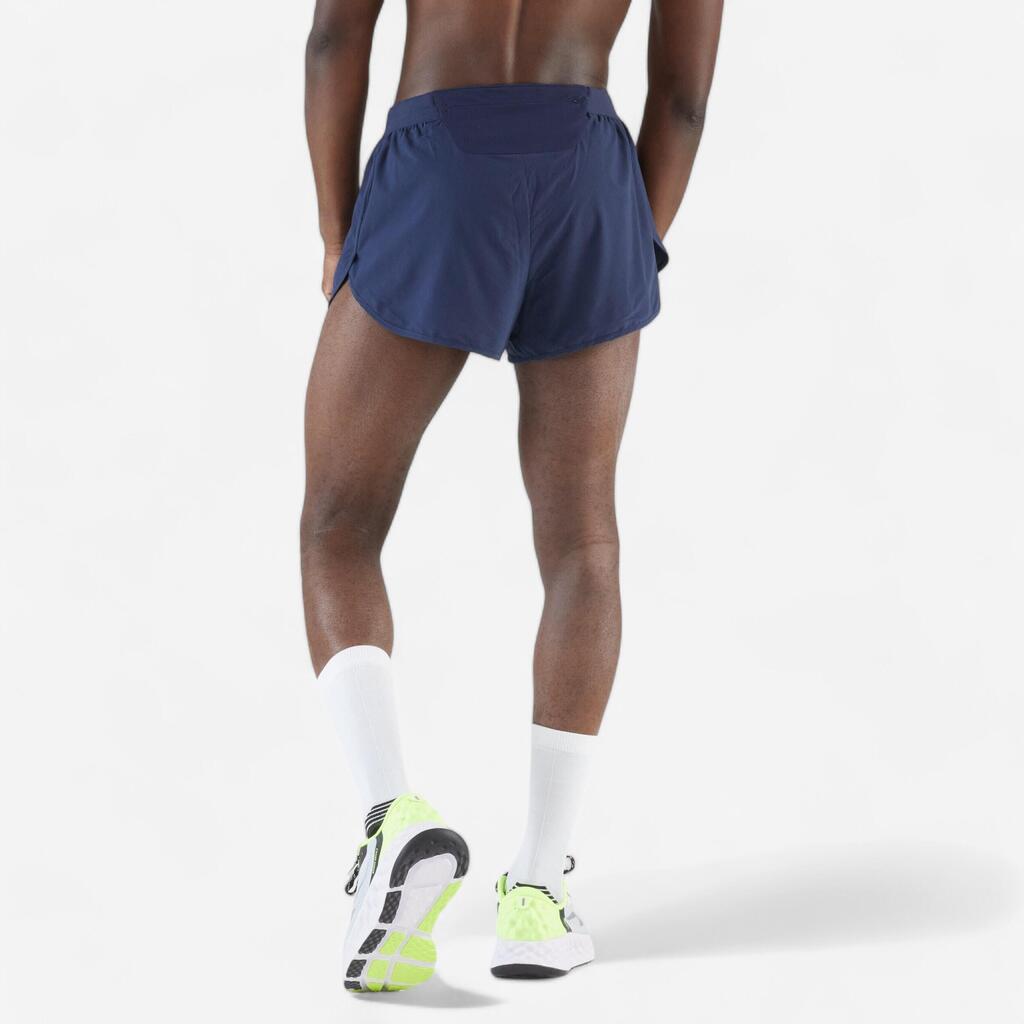 Short de running homme - kiprun run 500 confort split Bleu Acier