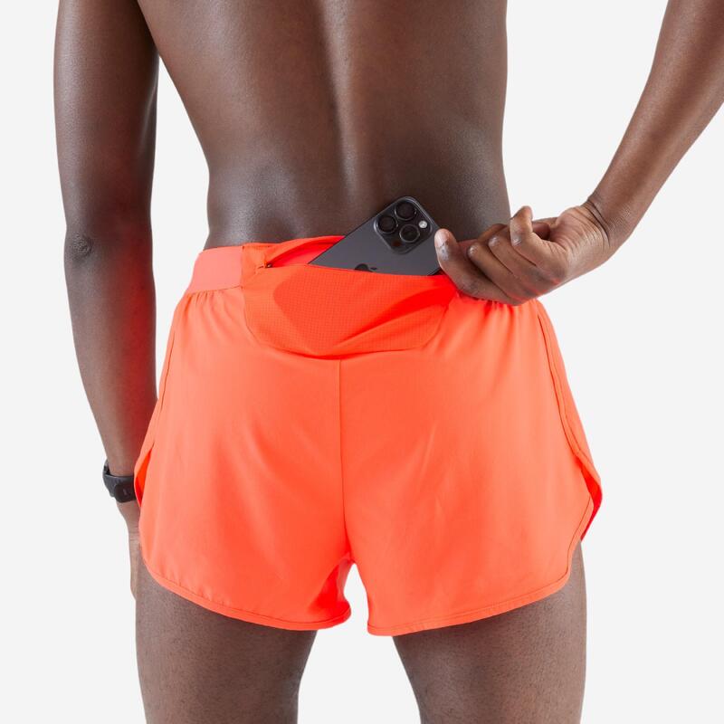 Short de running homme - kiprun run 500 confort split Orange