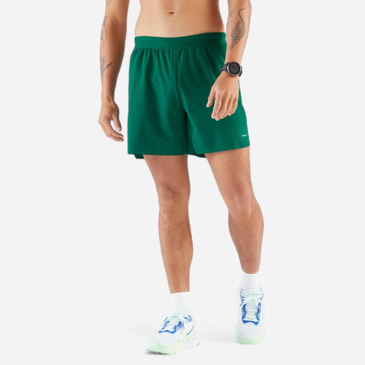 Short de running Homme - KIPRUN Run 500 Confort Vert