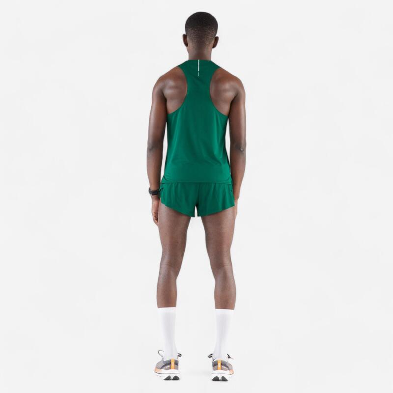 Șort 900 split cu slip integrat pentru alergare Kiprun, Verde Bărbați